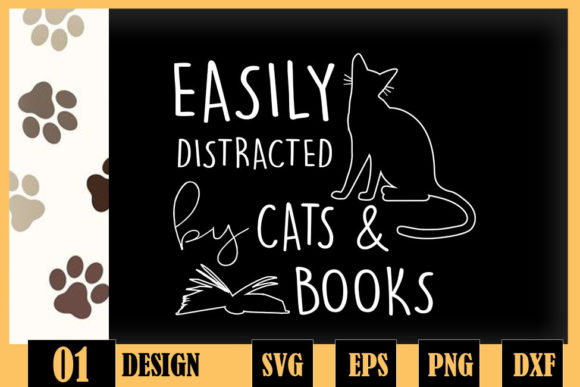 Easily Distracted Cats and Books: Playful Graphics for Crafts & Creative Brands